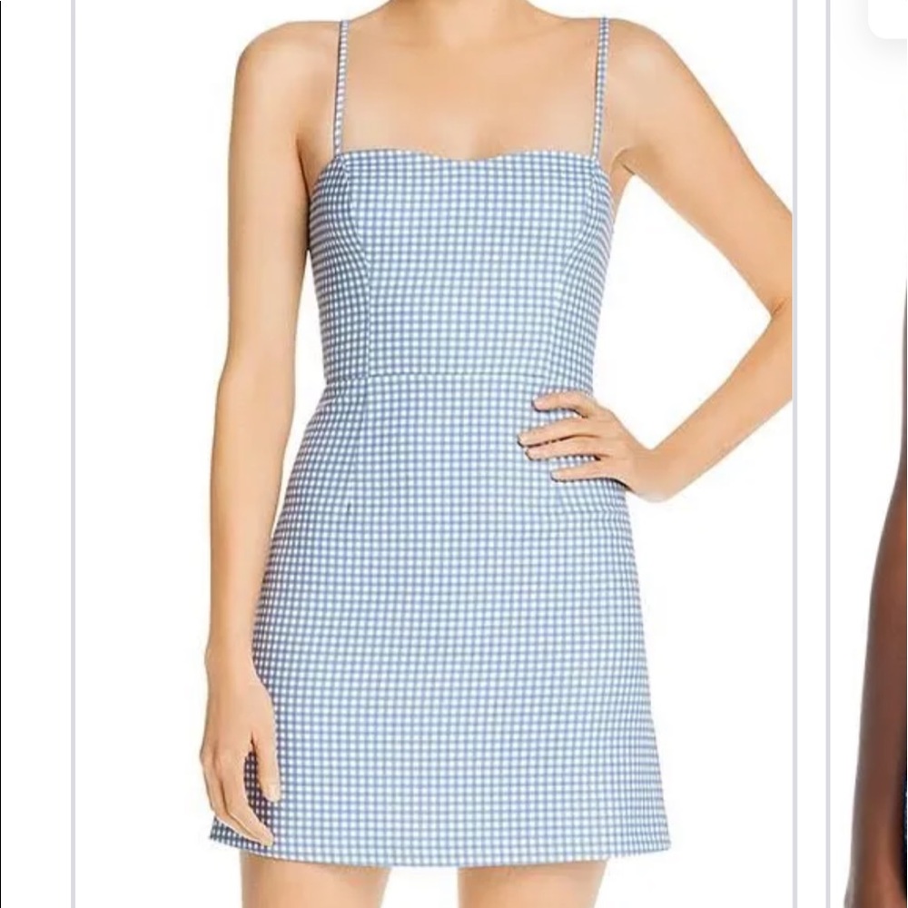 French Connection Tie Back Blue Plaid Casual Dress (12)